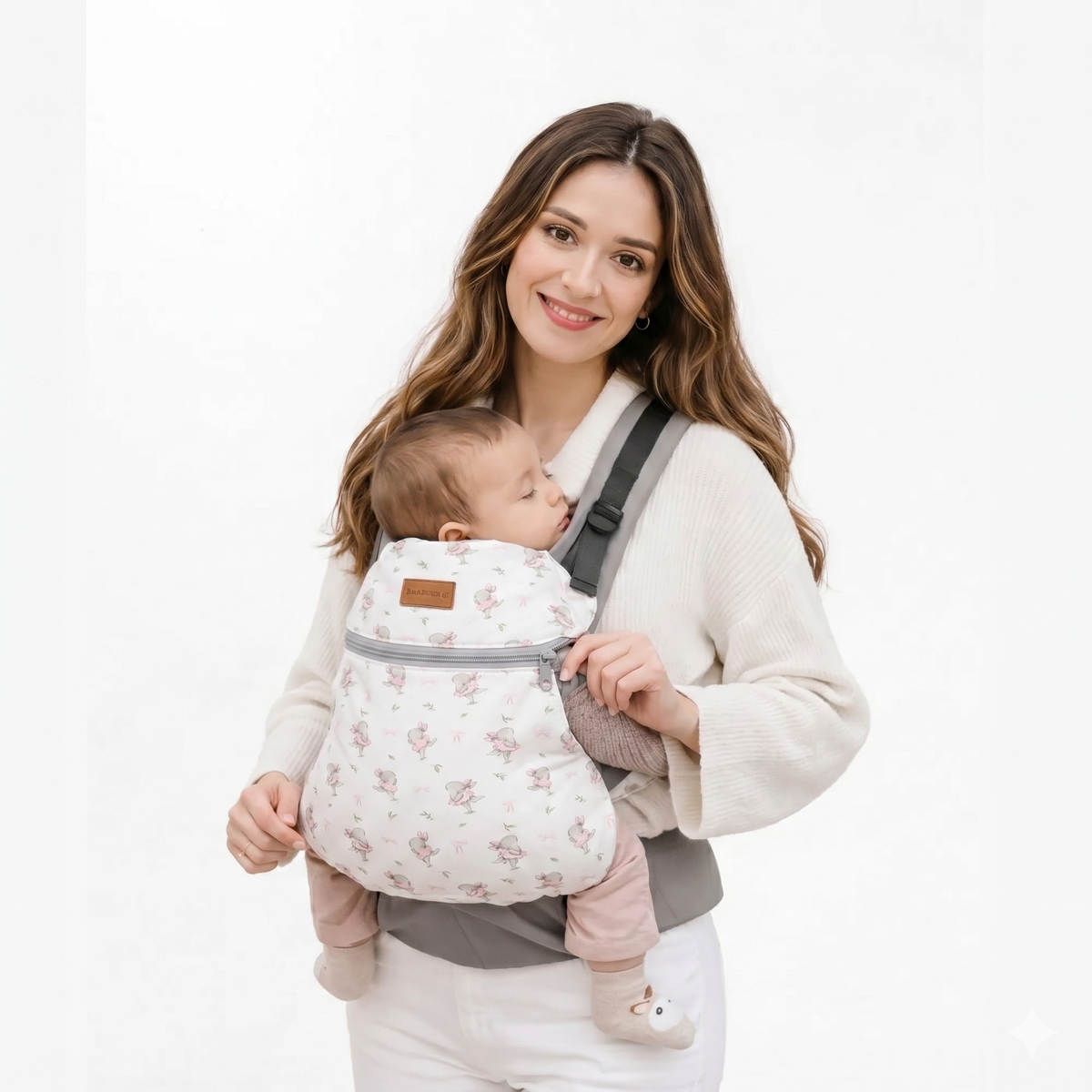 Mochila Ergonómica Evolutiva 4 en 1 Maternelle Plomo Conejitas Bailarinas, canguro, portabebé