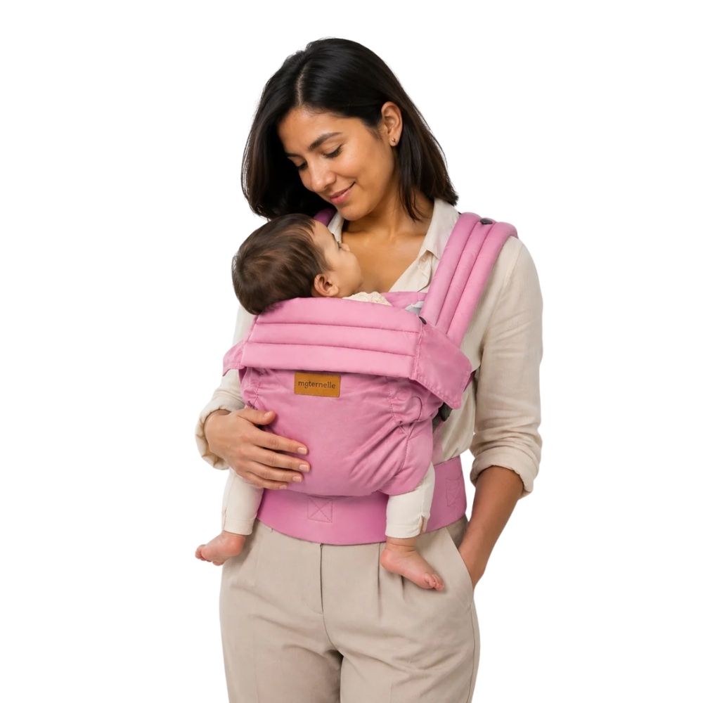 Mochila ergonómica premium maternelle palo rosa, fresco y resistente, soporte cervical, canguro, portabebé