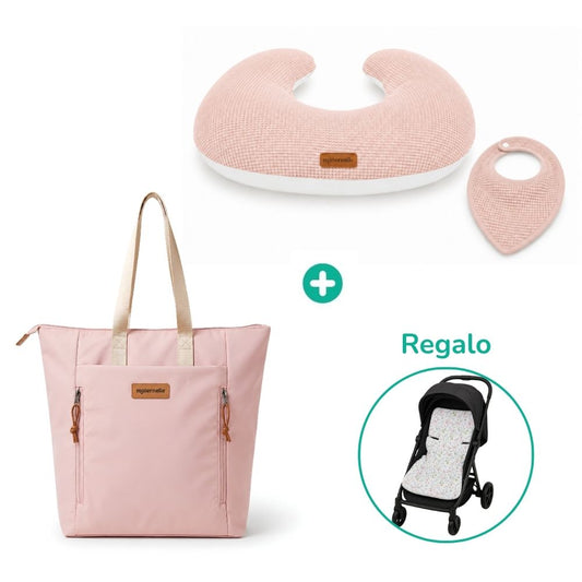 Almohada 5 en 1 Bloom + Bolso Pañalero + Regalo (colchoneta para coche SmileBaby)