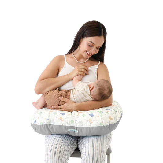 Almohada de Lactancia y Estimulación 5 en 1 Maternelle - plomo dinosaurio, cojin de lactancia