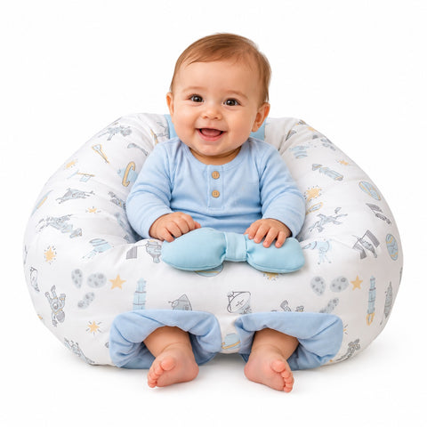 Puff de Descanso Bebé Celeste espacial, soporte 360, desmontable, hipoalergénico