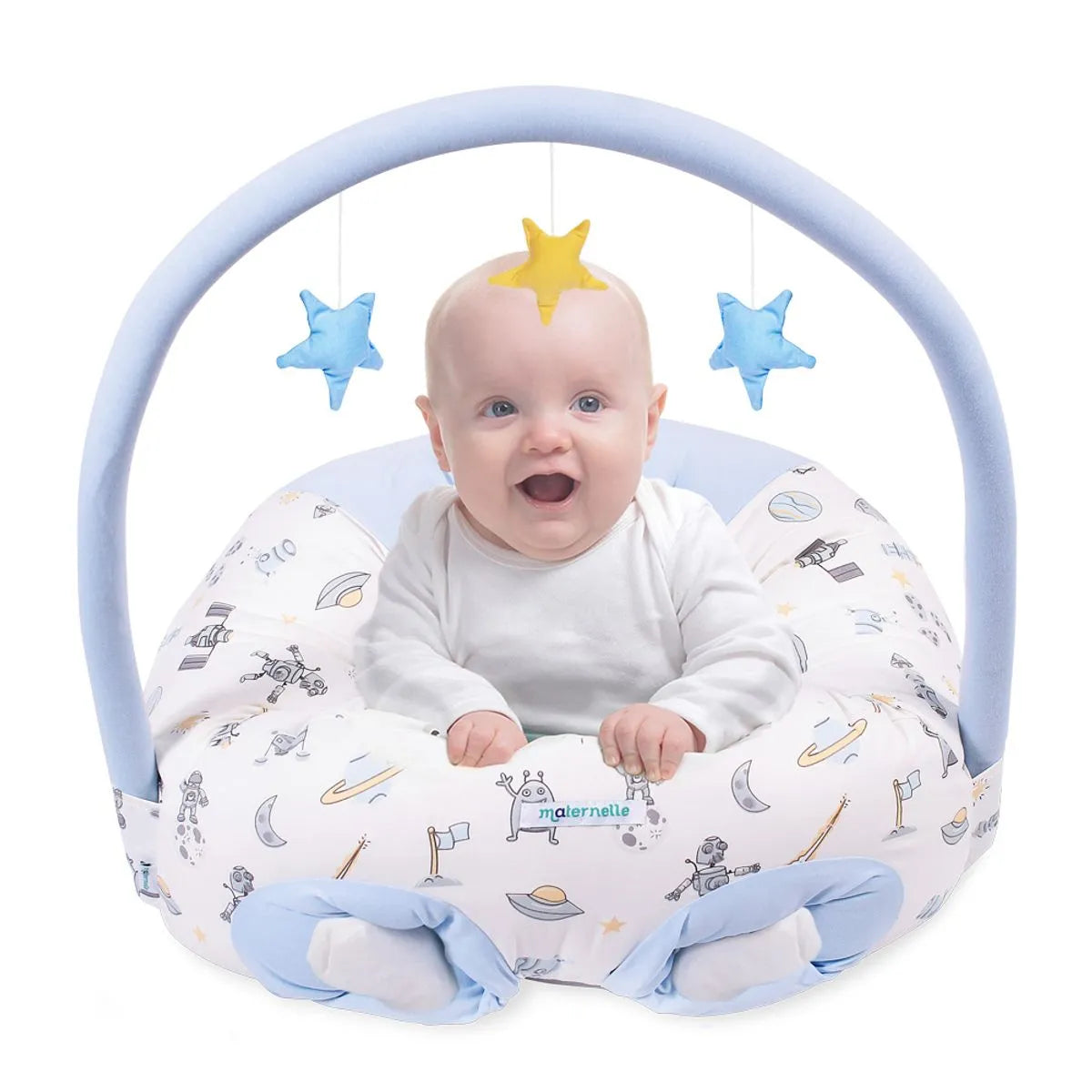 Puff de Descanso Bebé 2 en 1 Maternelle celeste espacial - soporte 360