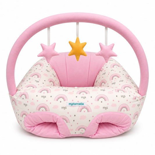 Puff de Descanso Bebé 2 en 1 Maternelle rosado arcoiris - soporte 360