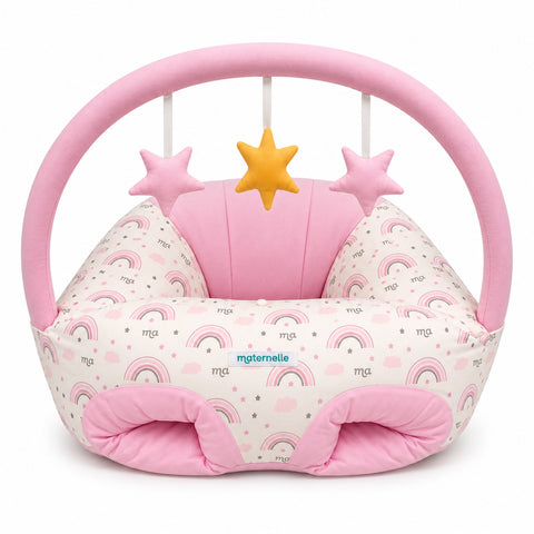 Puff de Descanso Bebé 2 en 1 Maternelle rosado arcoiris - soporte 360