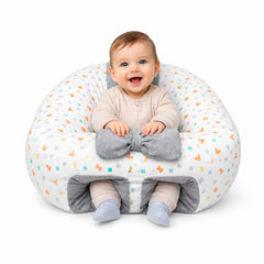 Puff de Descanso Bebé Plomo Figuras Geométricas, soporte 360, desmontable, hipoalergénico