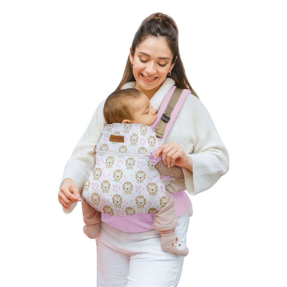 Mochila Ergonómica Evolutiva 4 en 1 maternelle Rosado bebé Leoncitos, canguro, portabebé