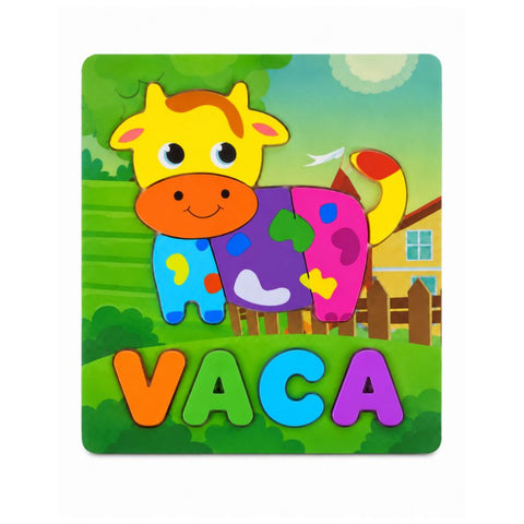 Rompecabezas de madera animales y letras - juguete educativo
