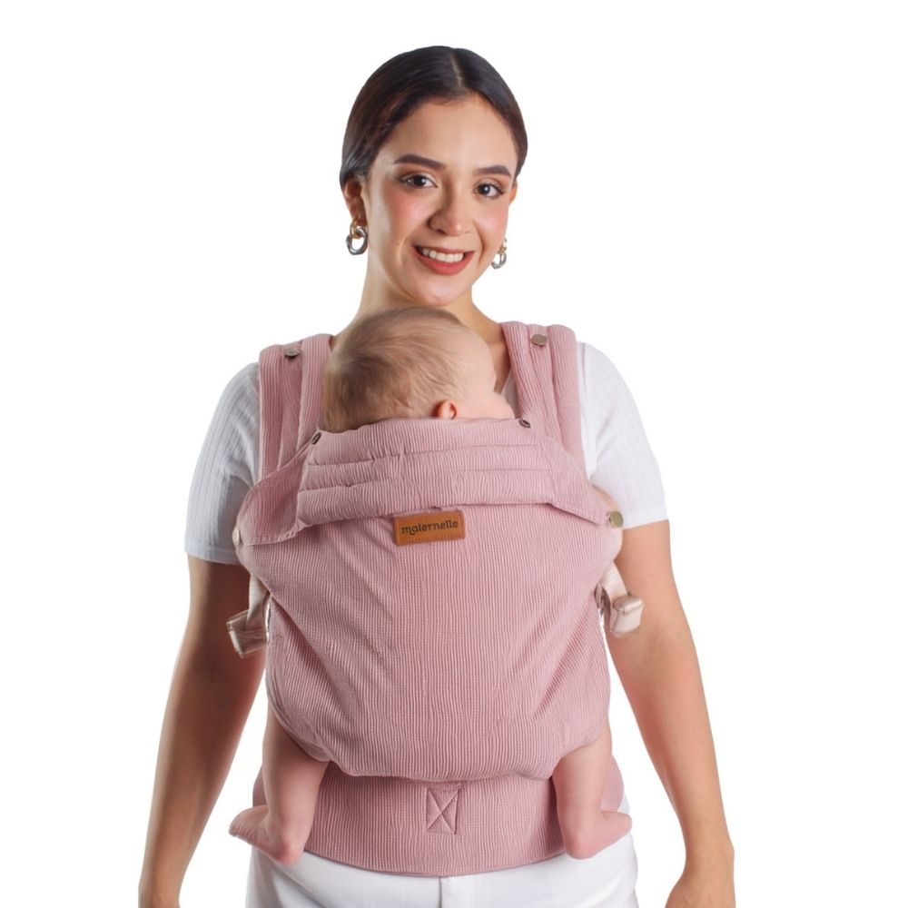 Mochila ergonómica Premium Rosado Corduroy Maternelle, resistente, soporte cervical, canguro, portabebé