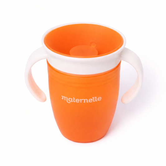 Vaso entrenador Maternelle antiderrame para bebe 360 anaranjado