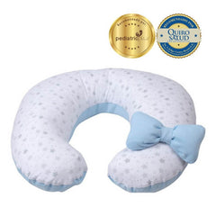 Almohada de Lactancia y Estimulación 5 en 1 maternelle Celeste estrella plomo, colecho, soporte de espalda, cojín de lactancia