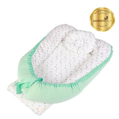 Cuna Colecho Grande Maternelle Verde Estrellas, versátil, lactancia, reversible