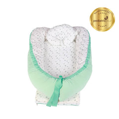 Cuna Colecho Grande Maternelle Verde Estrellas, versátil, lactancia, reversible